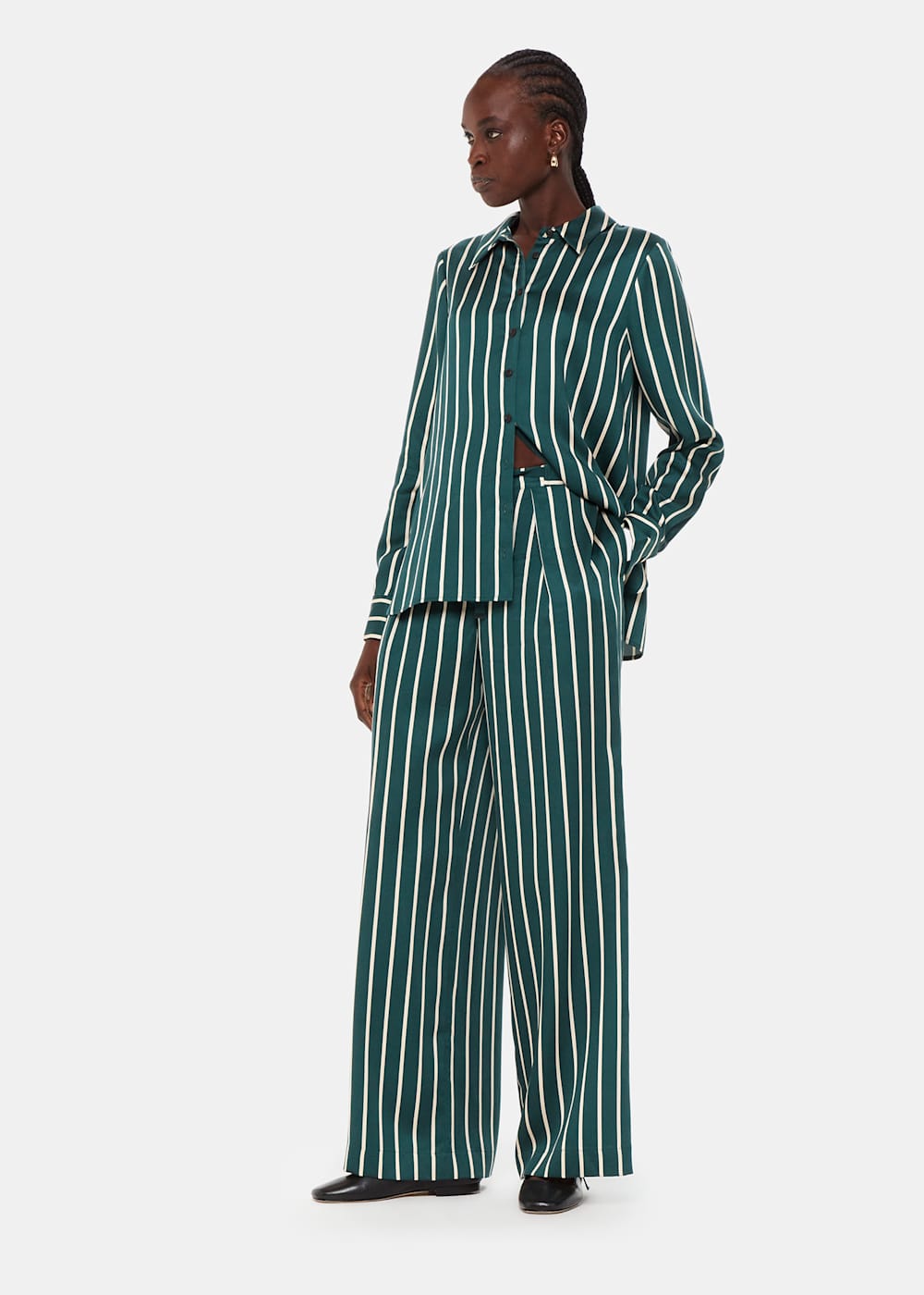 Green pants with white stripe hot sale