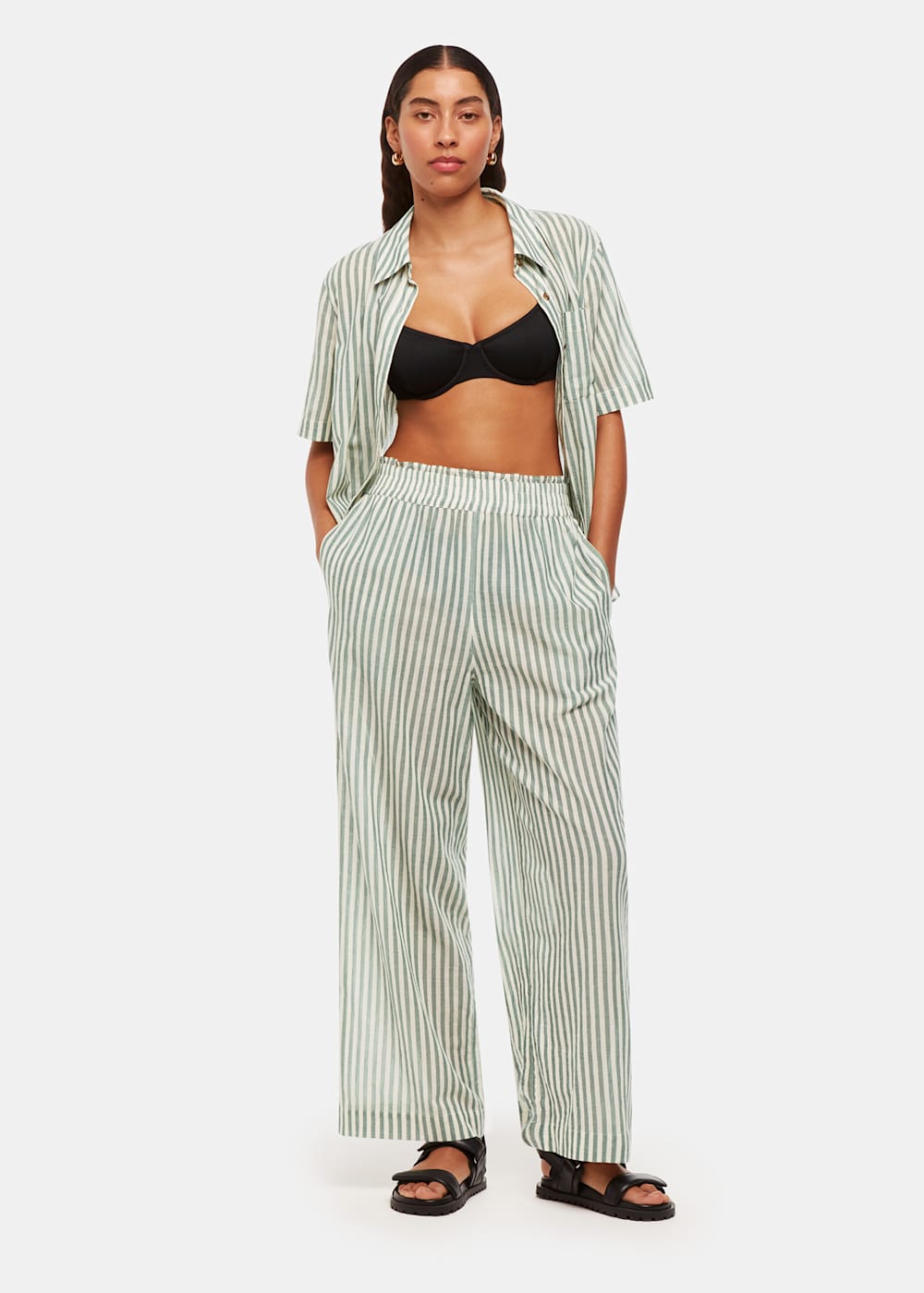 Green Multi Stripe Beach Trouser WHISTLES Whistles UK