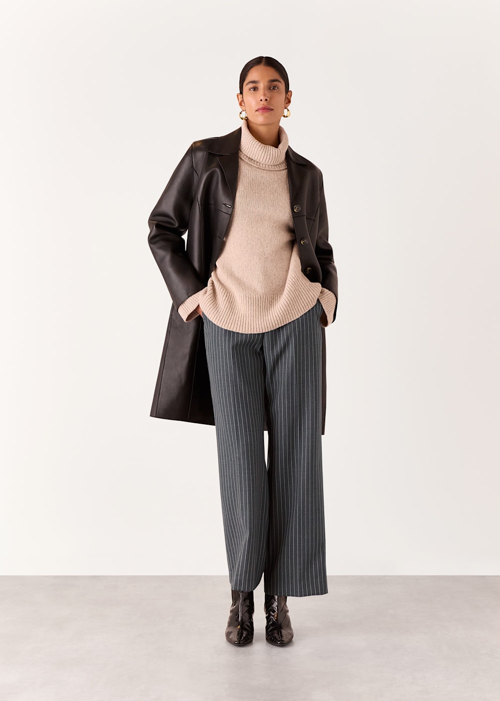 Grey/Multi Isla Pinstripe Wool Trouser | WHISTLES | Whistles Grey/Multi Isla Pinstripe Wool Trouser | WHISTLES | Whistles