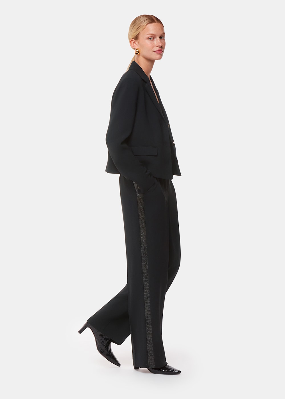 Whistles Quinn Sequin Stripe Pants Black Size 2