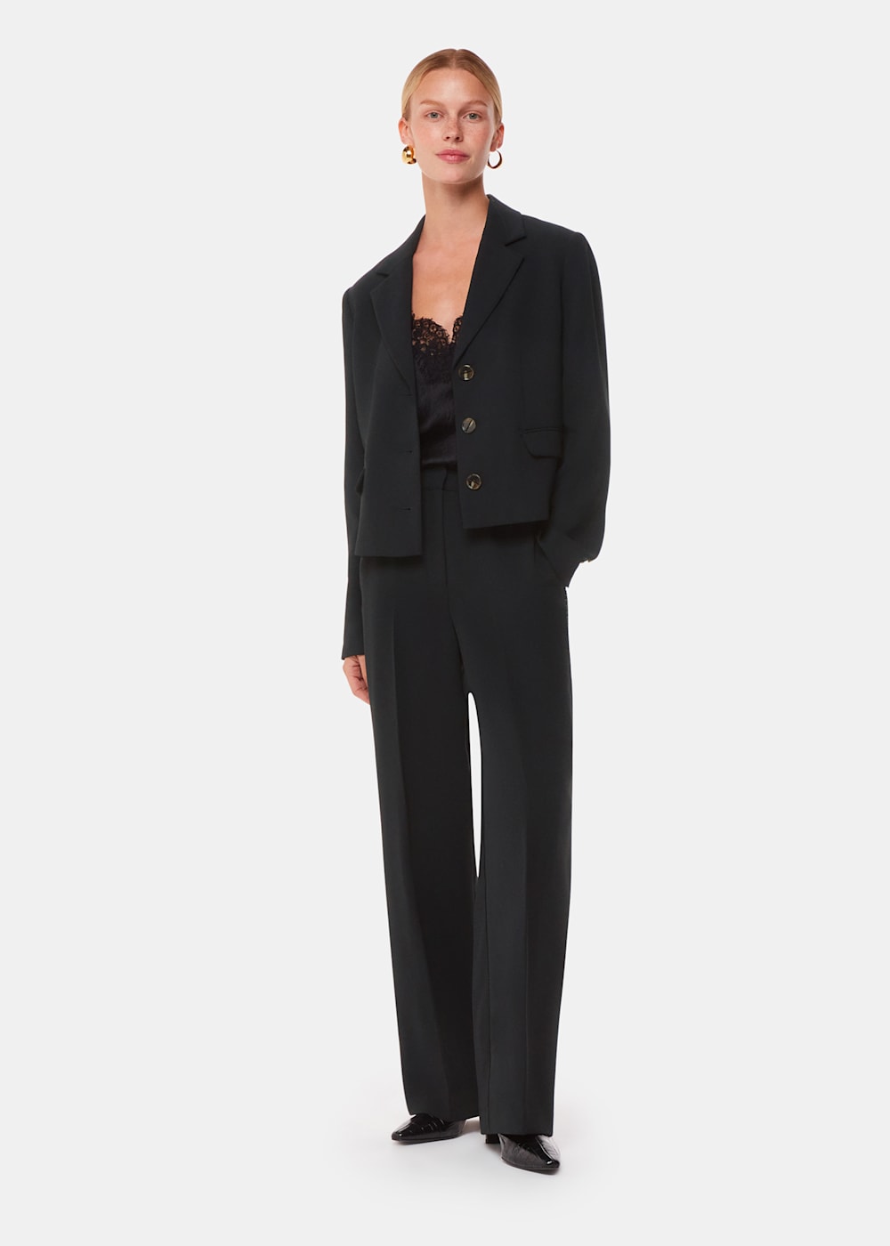 Whistles Quinn Sequin Stripe Pants Black Size 2