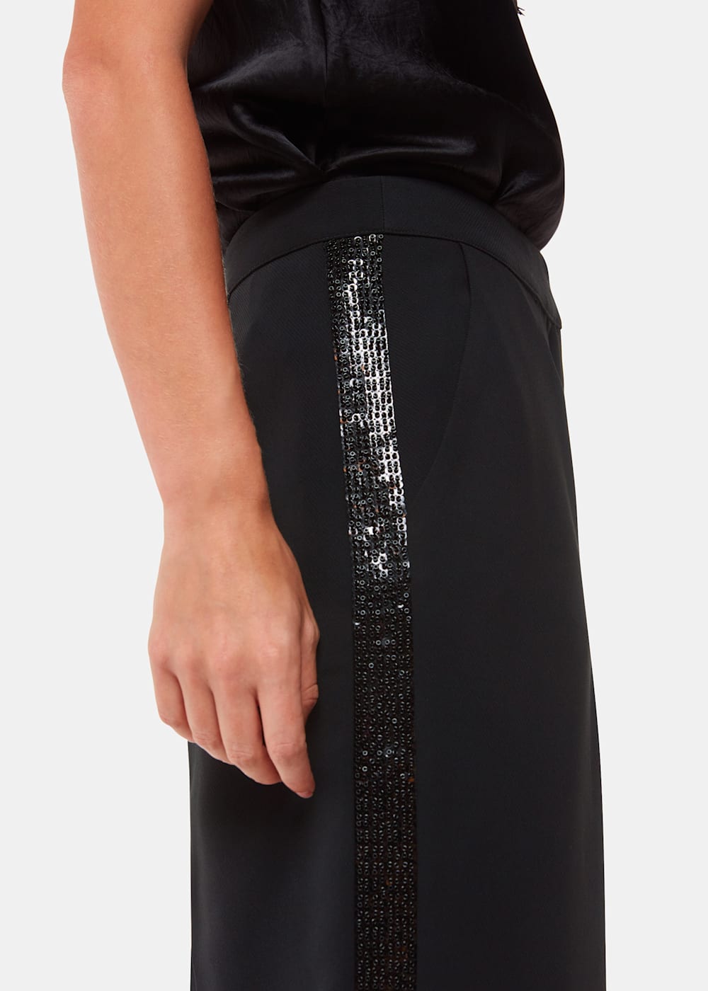 Whistles Quinn Sequin Stripe Pants Black Size 0