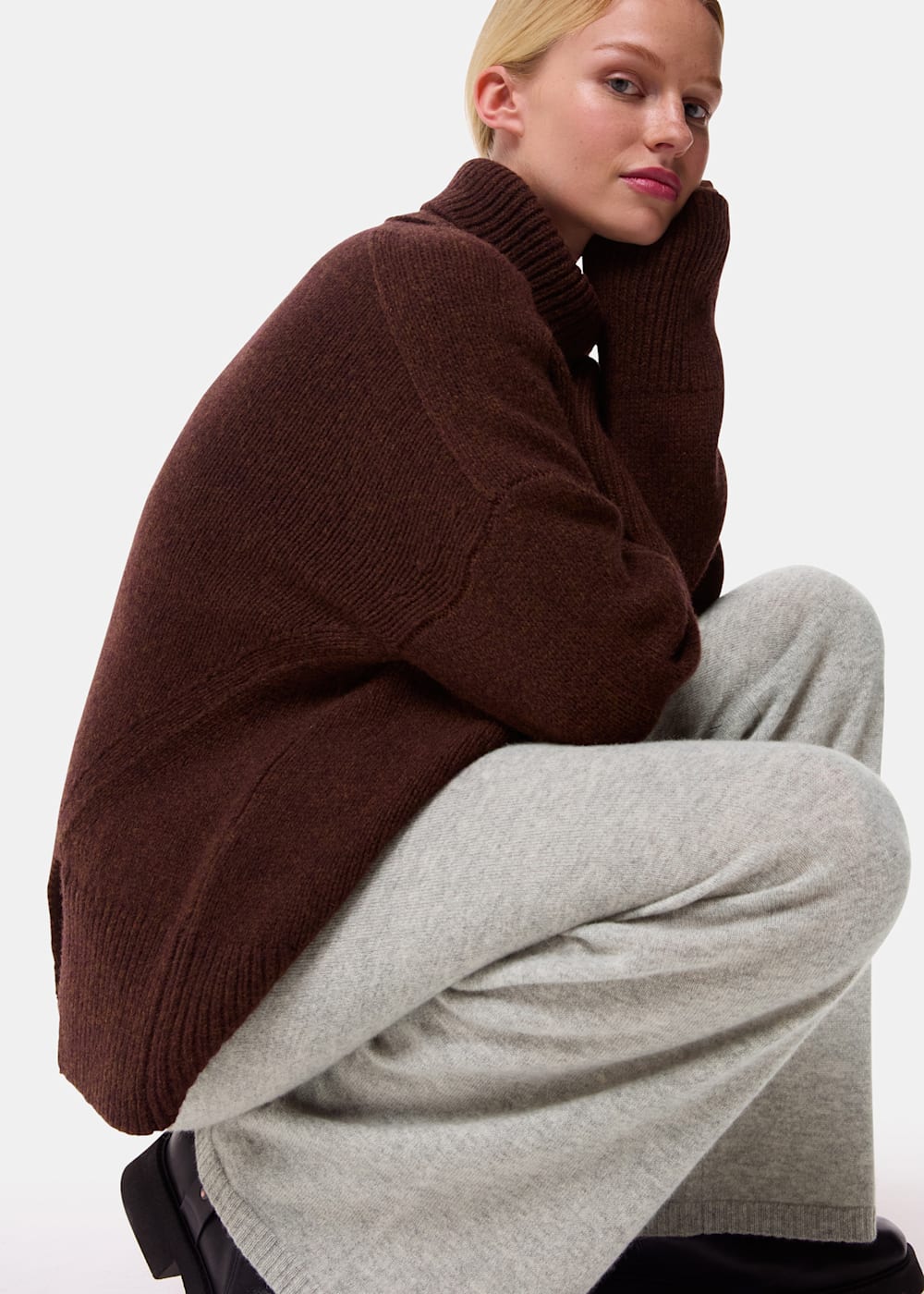Grey Marl Cashmere Straight Leg Jogger WHISTLES Whistles UK