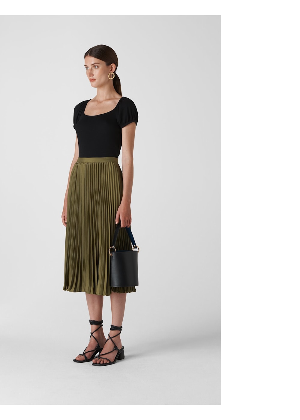 Whistles green pleated skirt shop