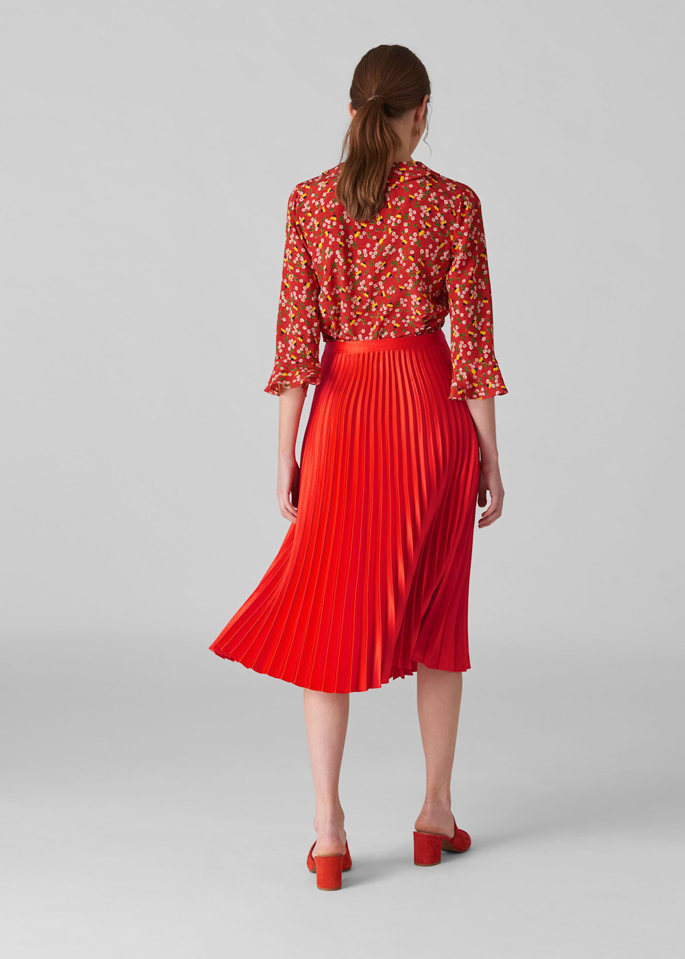 Flame Satin Pleated Skirt | WHISTLES | Whistles US | Flame Satin Pleated Skirt | WHISTLES | Whistles US |