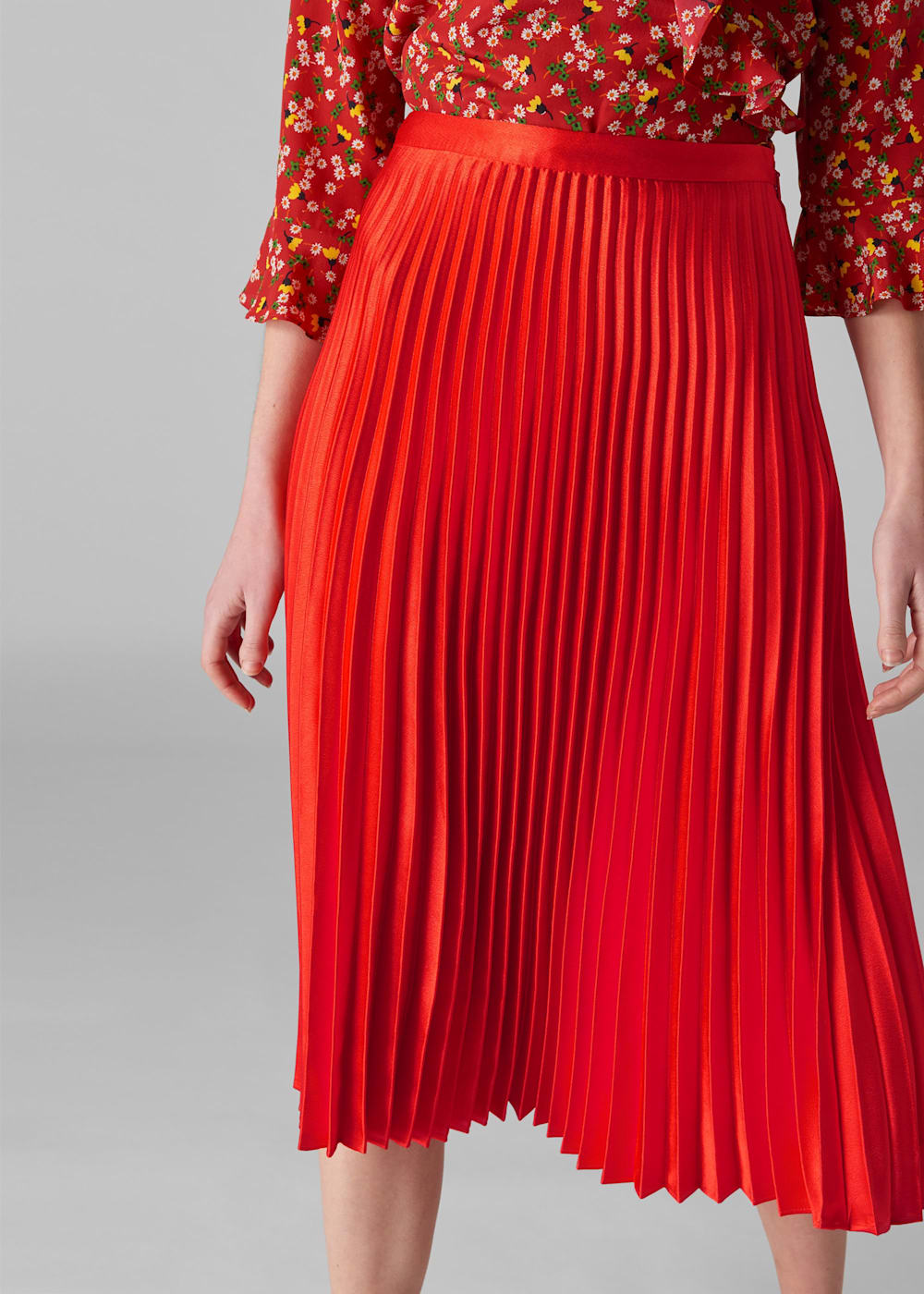Flame Satin Pleated Skirt | WHISTLES | Whistles US | Flame Satin Pleated Skirt | WHISTLES | Whistles US |