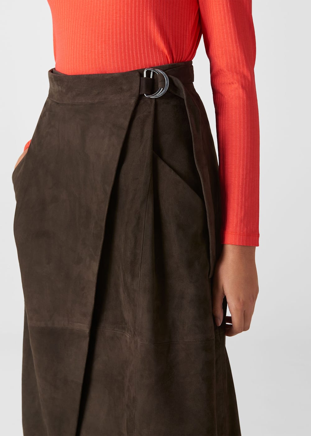 Dark brown suede wrap skirt store