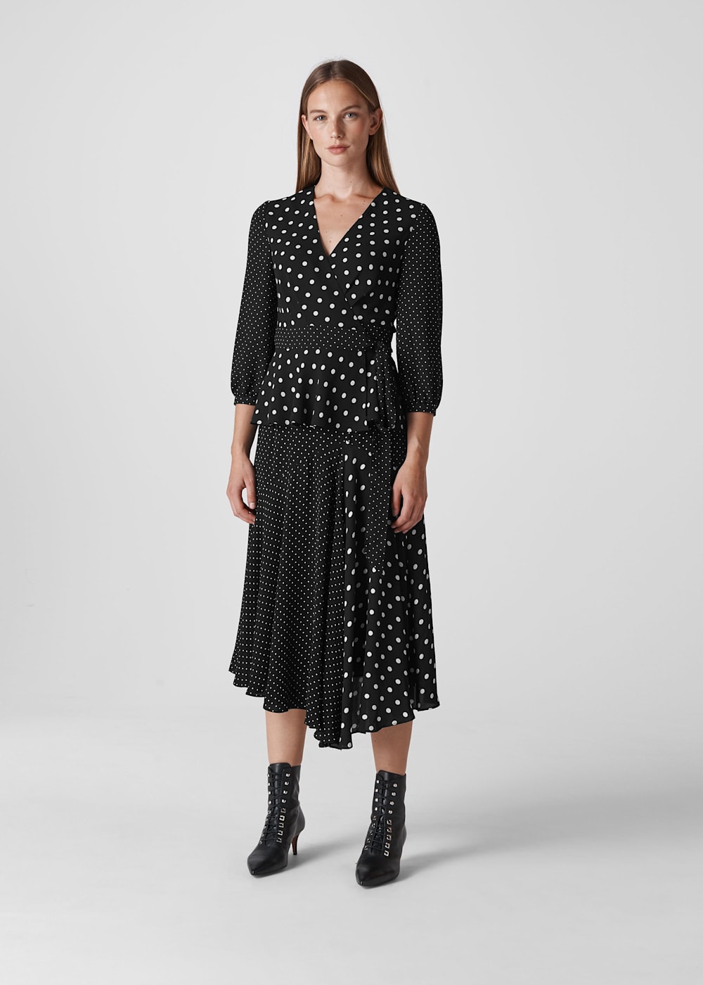 Black and white asymmetrical skirt cheap