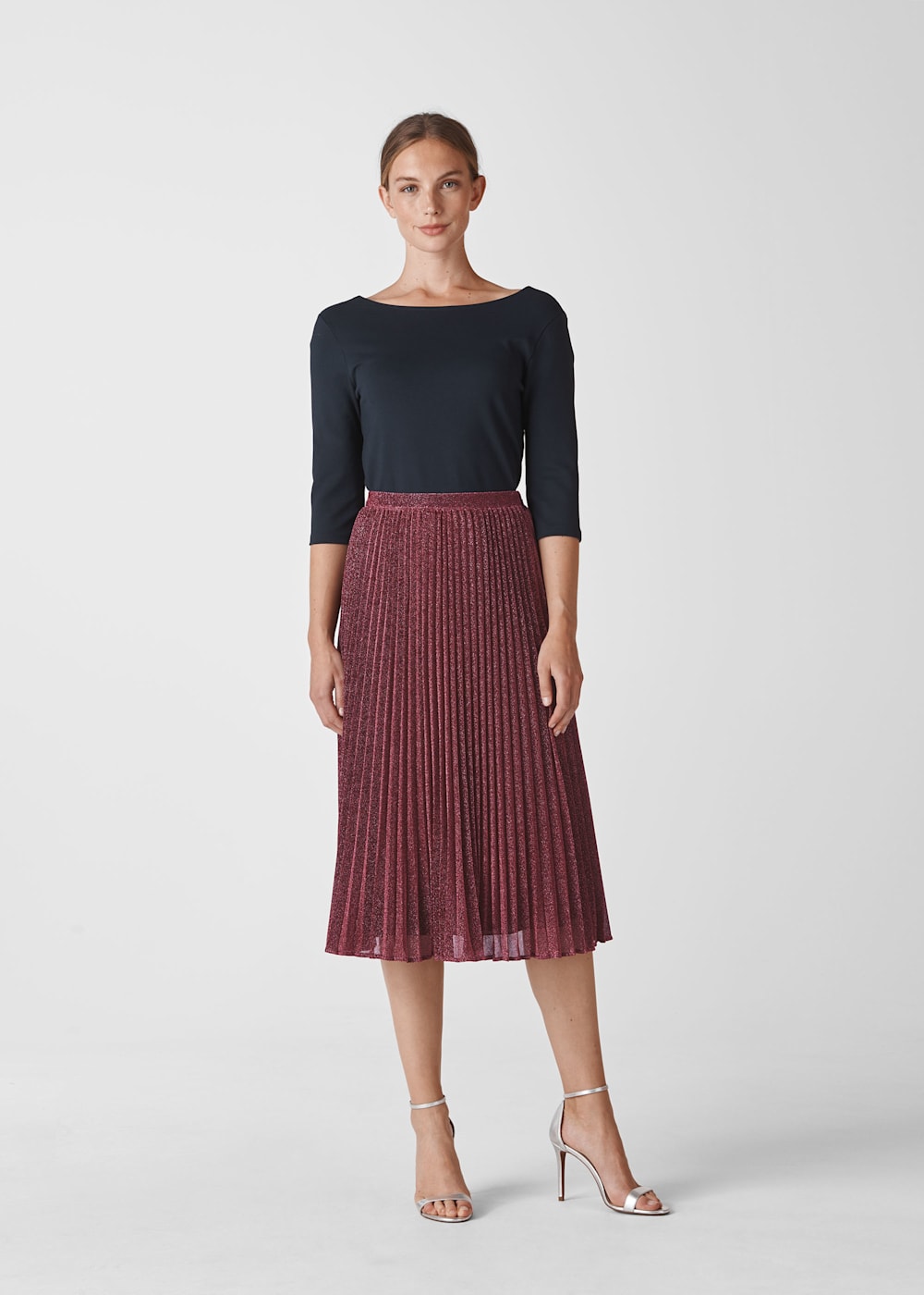 Pink glitter pleated skirt new arrivals