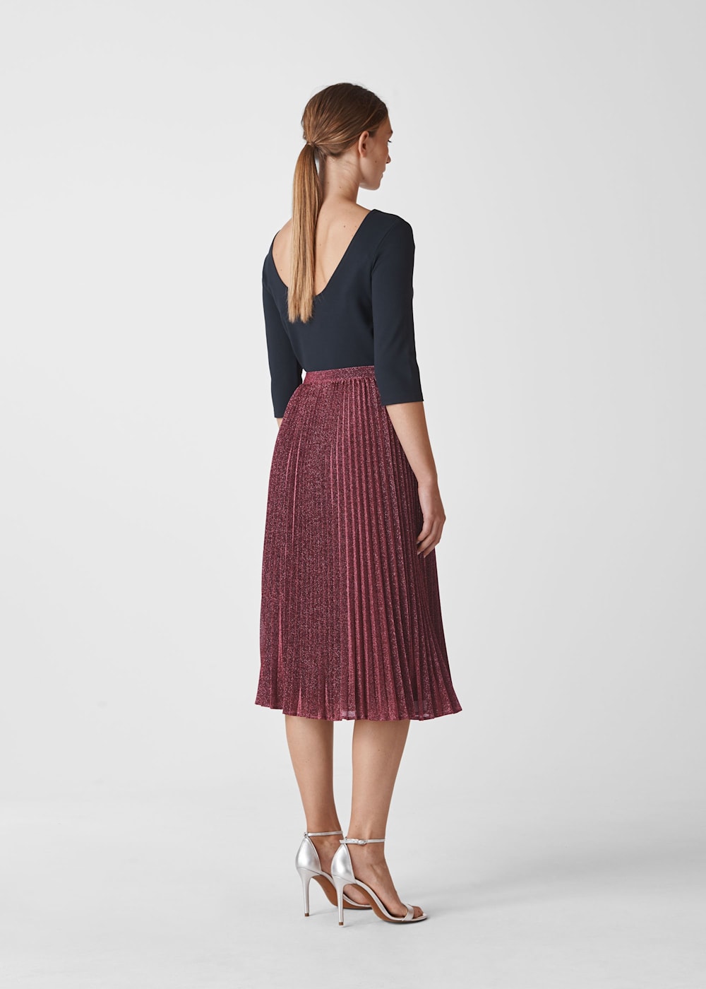 Whistles navy pleated skirt clearance