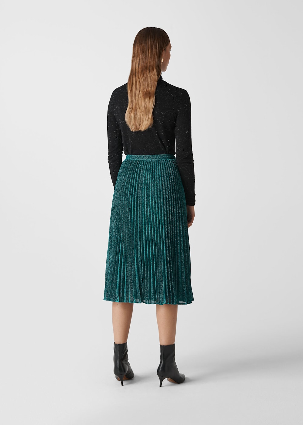 Green Sparkle Pleated Skirt WHISTLES Whistles US