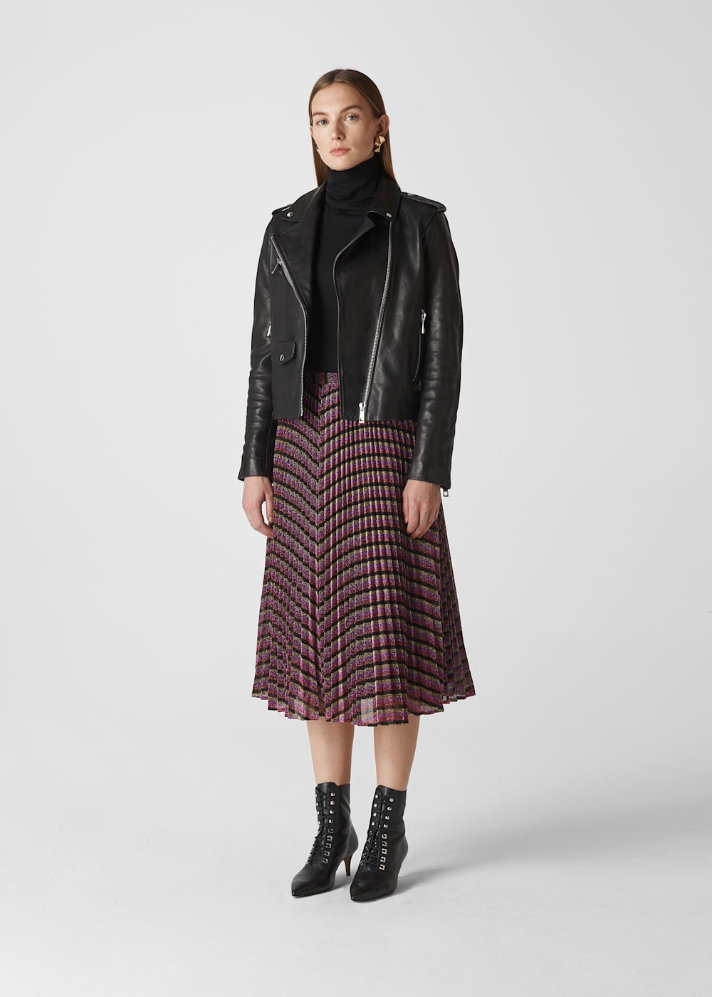 Pleated stripe skirt sale