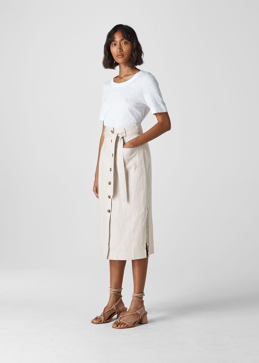 Linen neutral skirt new arrivals