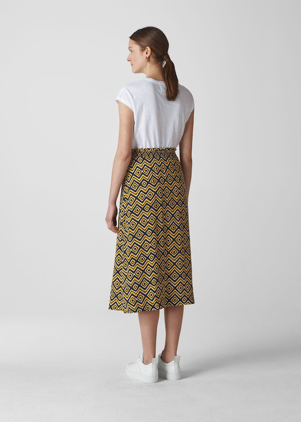 Yellow Zig Zag Print Wrap Skirt