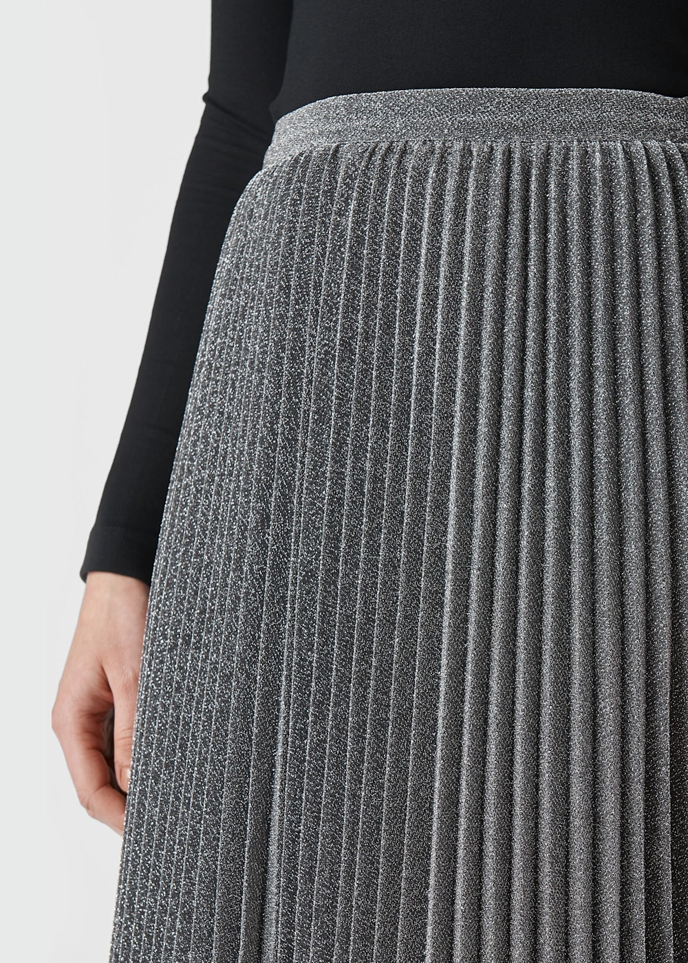 Silver Longline Sparkle Pleated Skirt WHISTLES Whistles AU