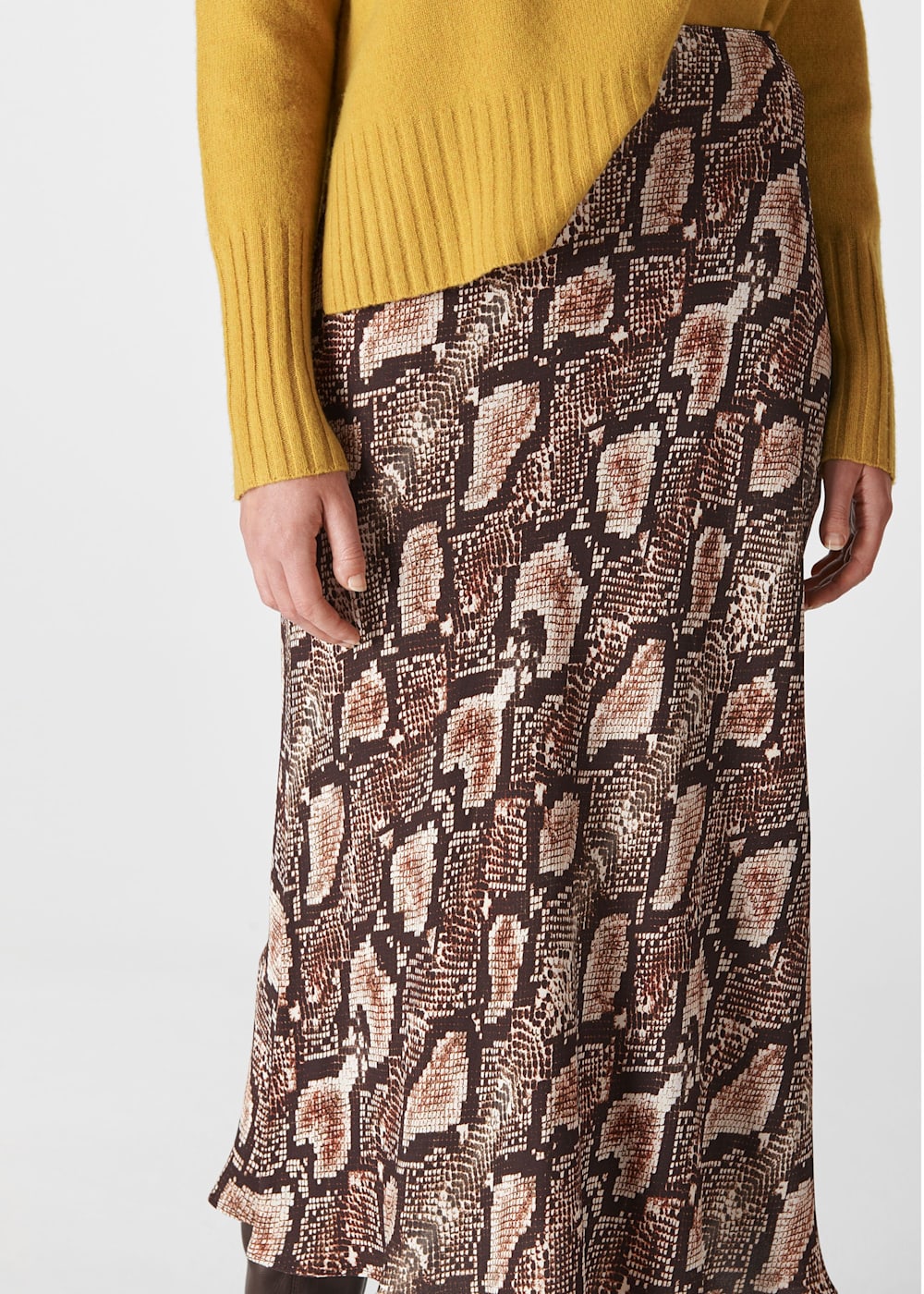 Snake Print Bias Cut Skirt