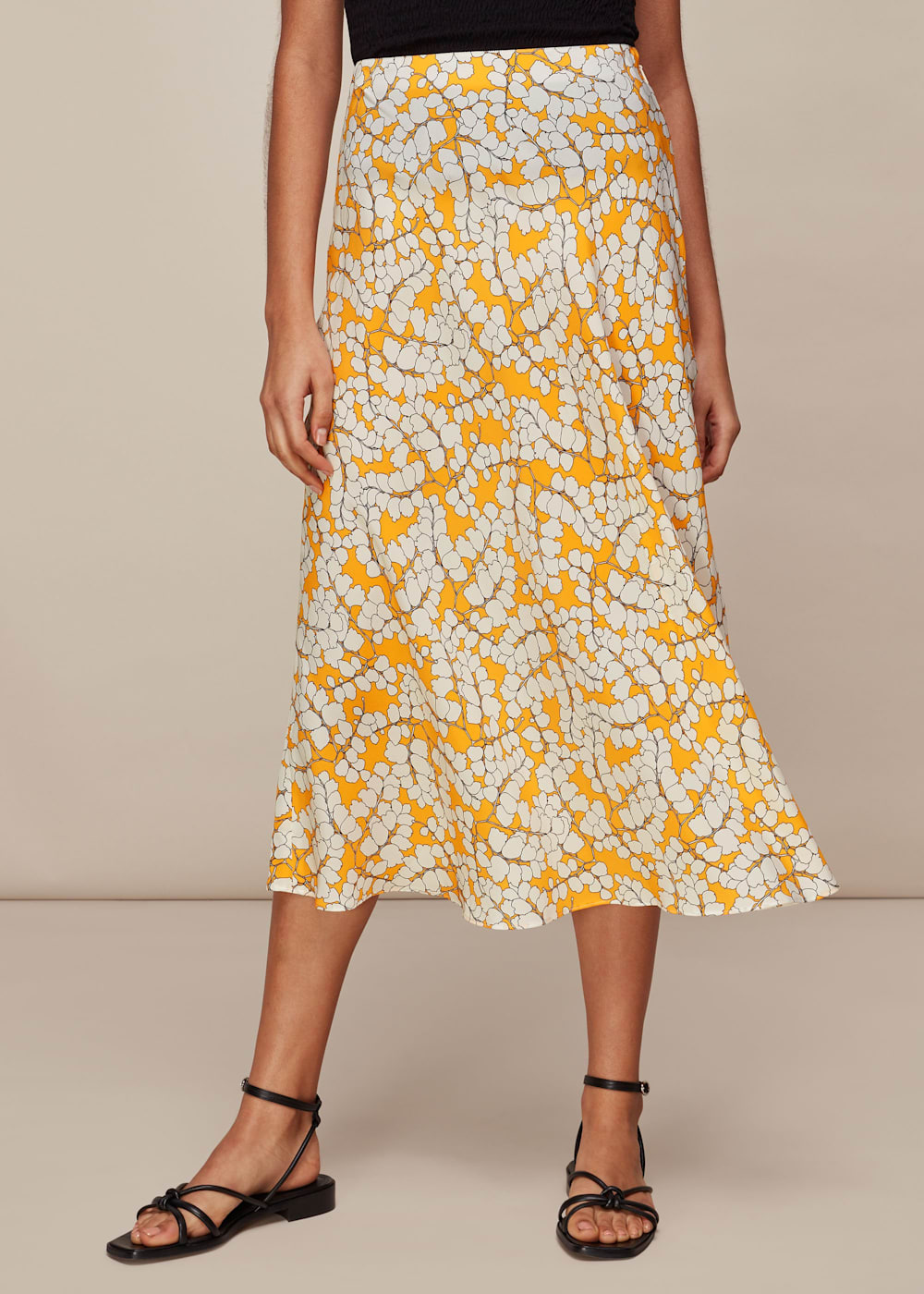 Orange silk midi skirt new arrivals