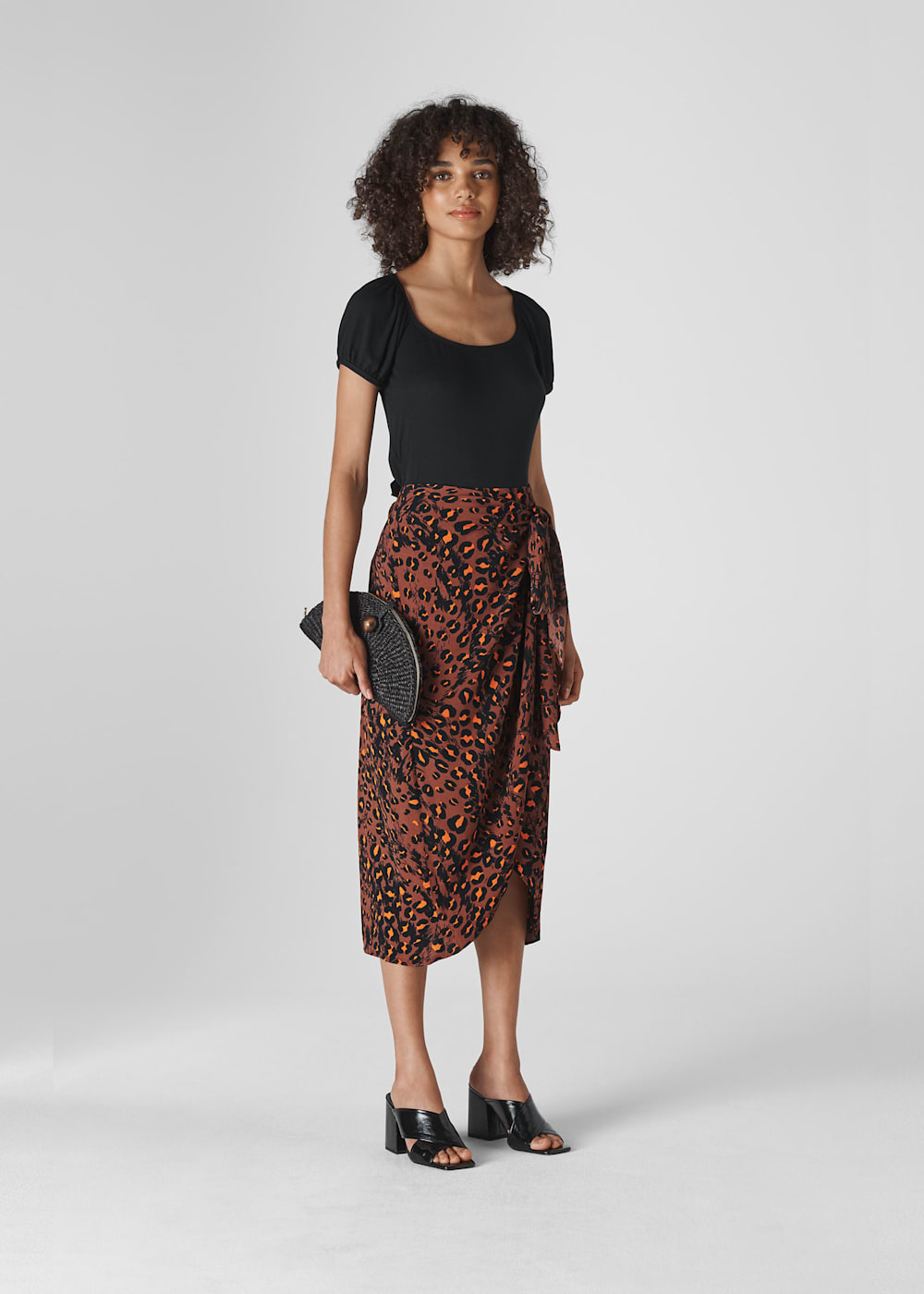 Whistles brushed leopard wrap skirt white/multi cheap