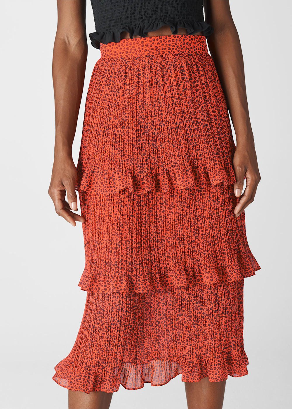 Flame Multi Mini Leopard Tiered Skirt WHISTLES Whistles US