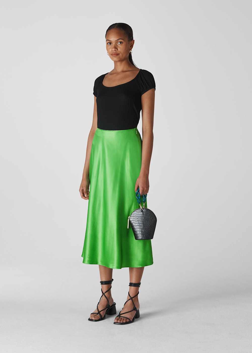 Lime green leather skirt on sale