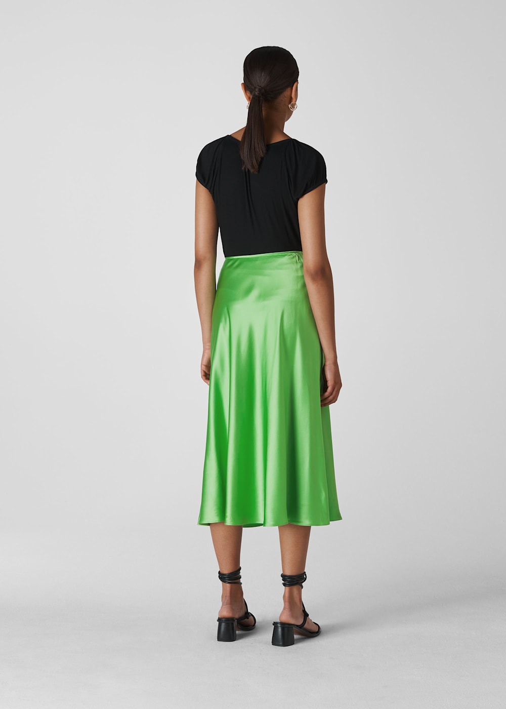 Lime Satin Bias Cut Skirt WHISTLES Whistles US
