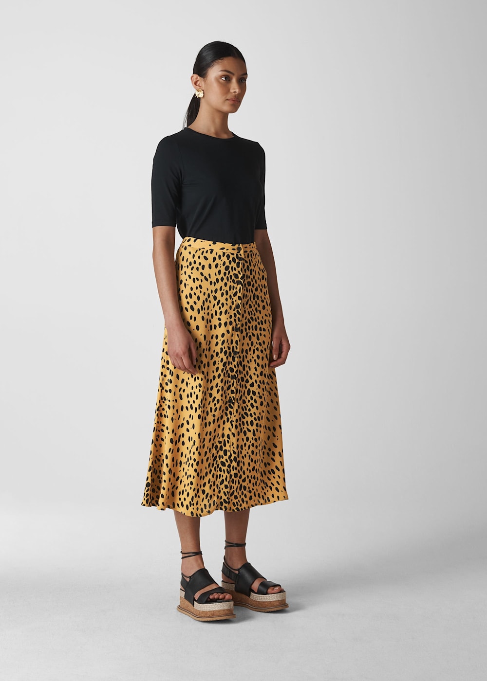 Cream Multi Animal Print Midi Skirt WHISTLES Whistles UK