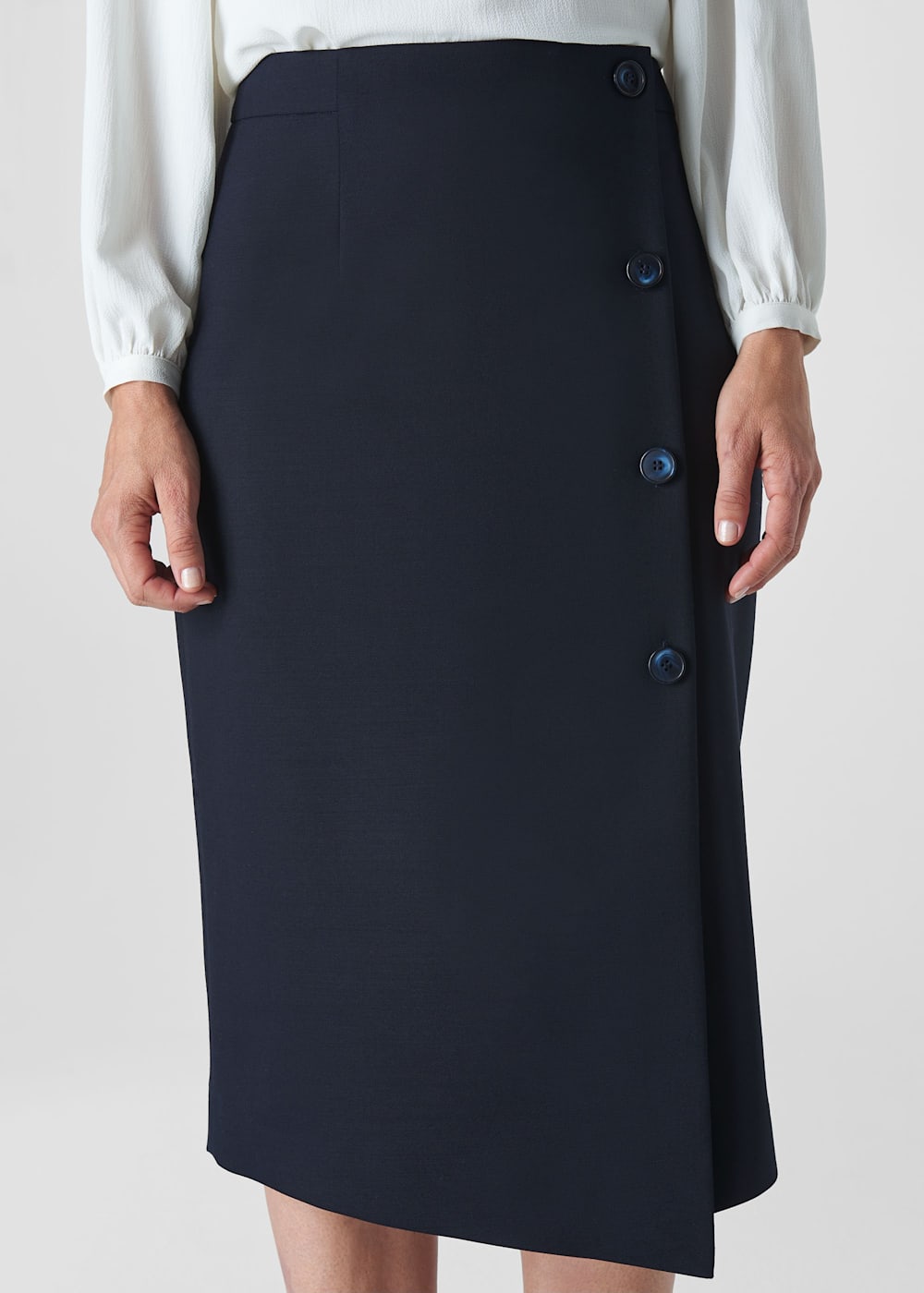 Navy Anita Tailored Pencil Skirt WHISTLES Whistles US