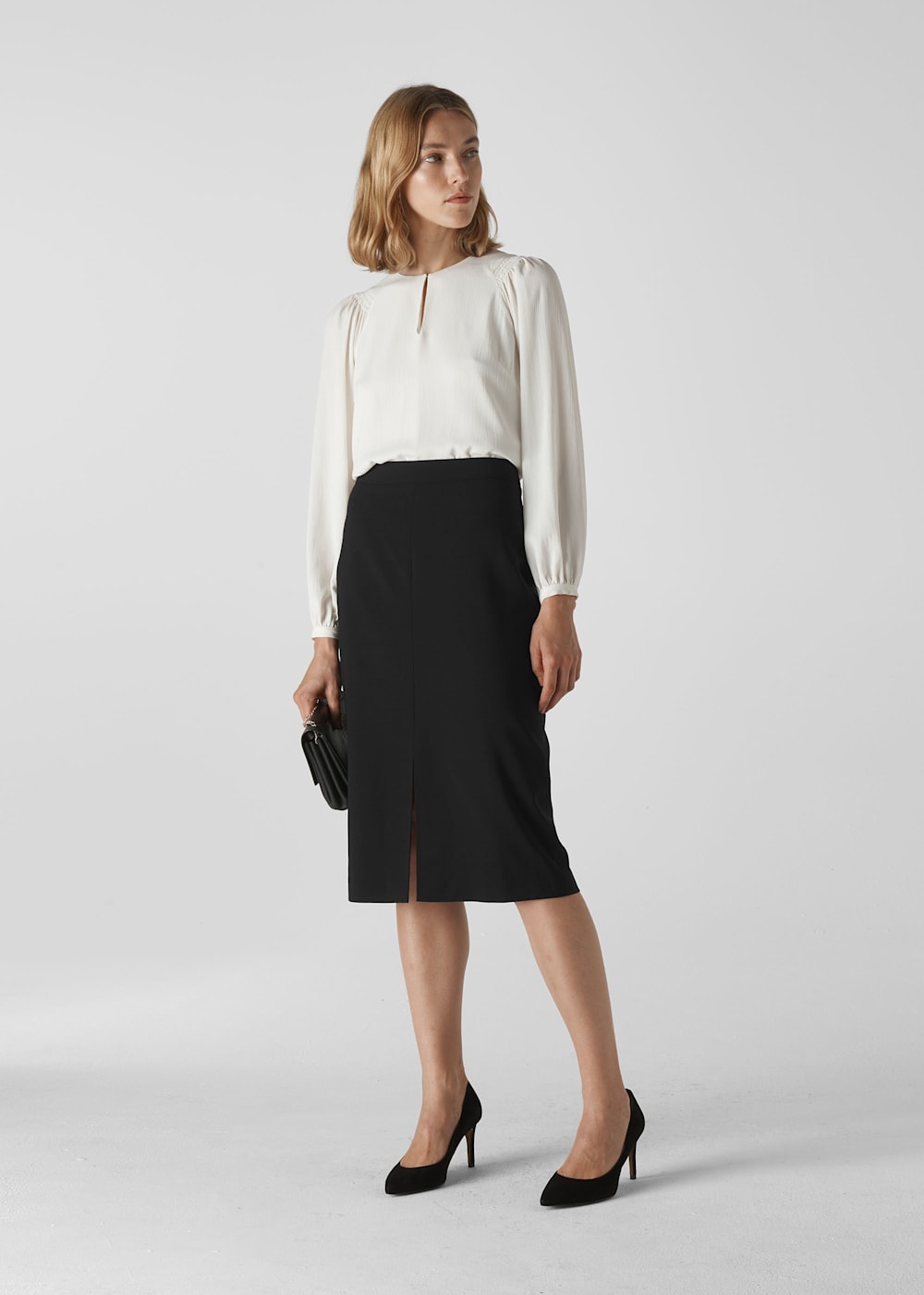 Pencil skirt split in front cheap