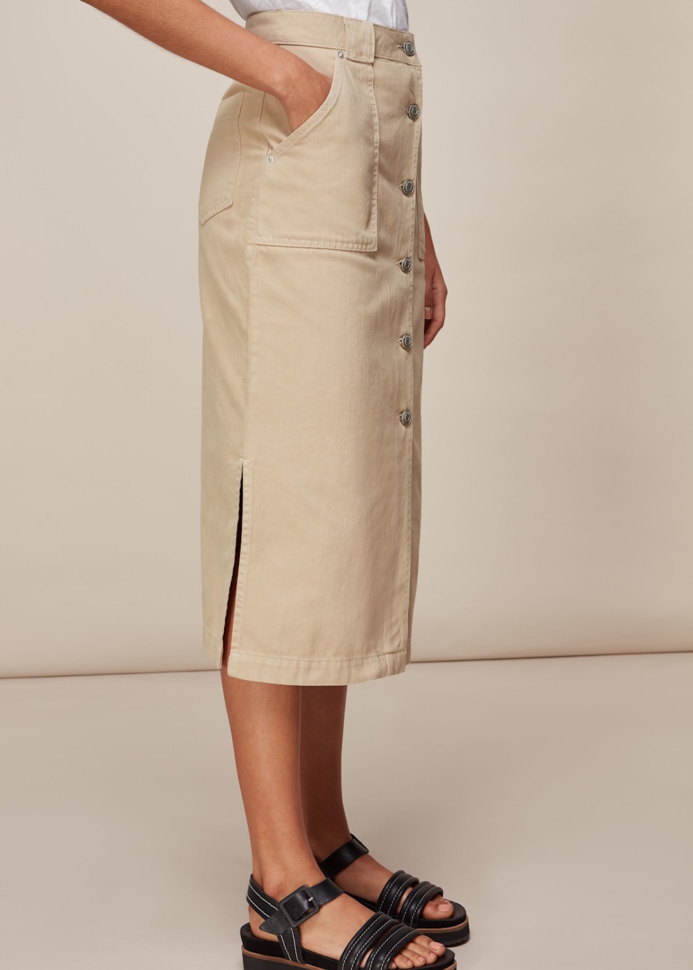 Stone Utility Denim Skirt