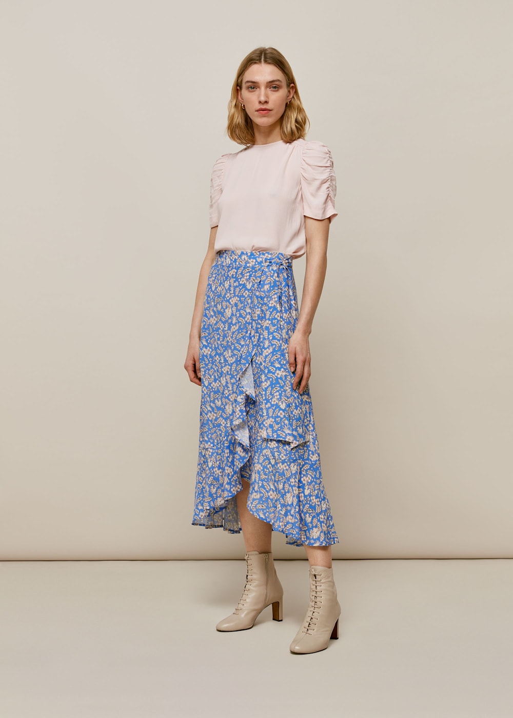 Wheat Floral Wrap Skirt