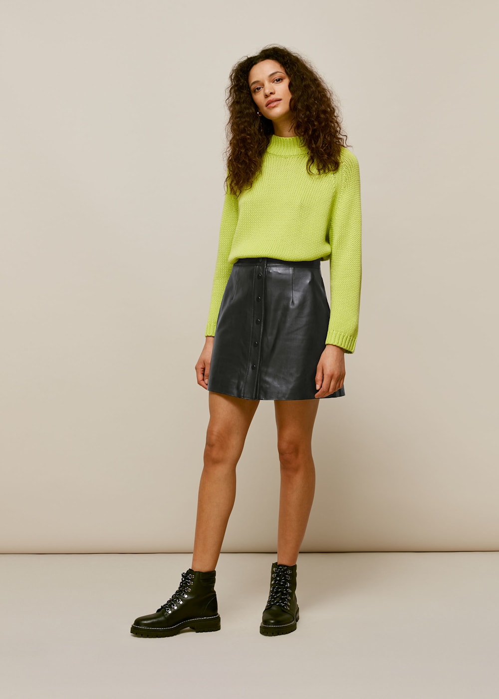 Whistles black leather skirt shop