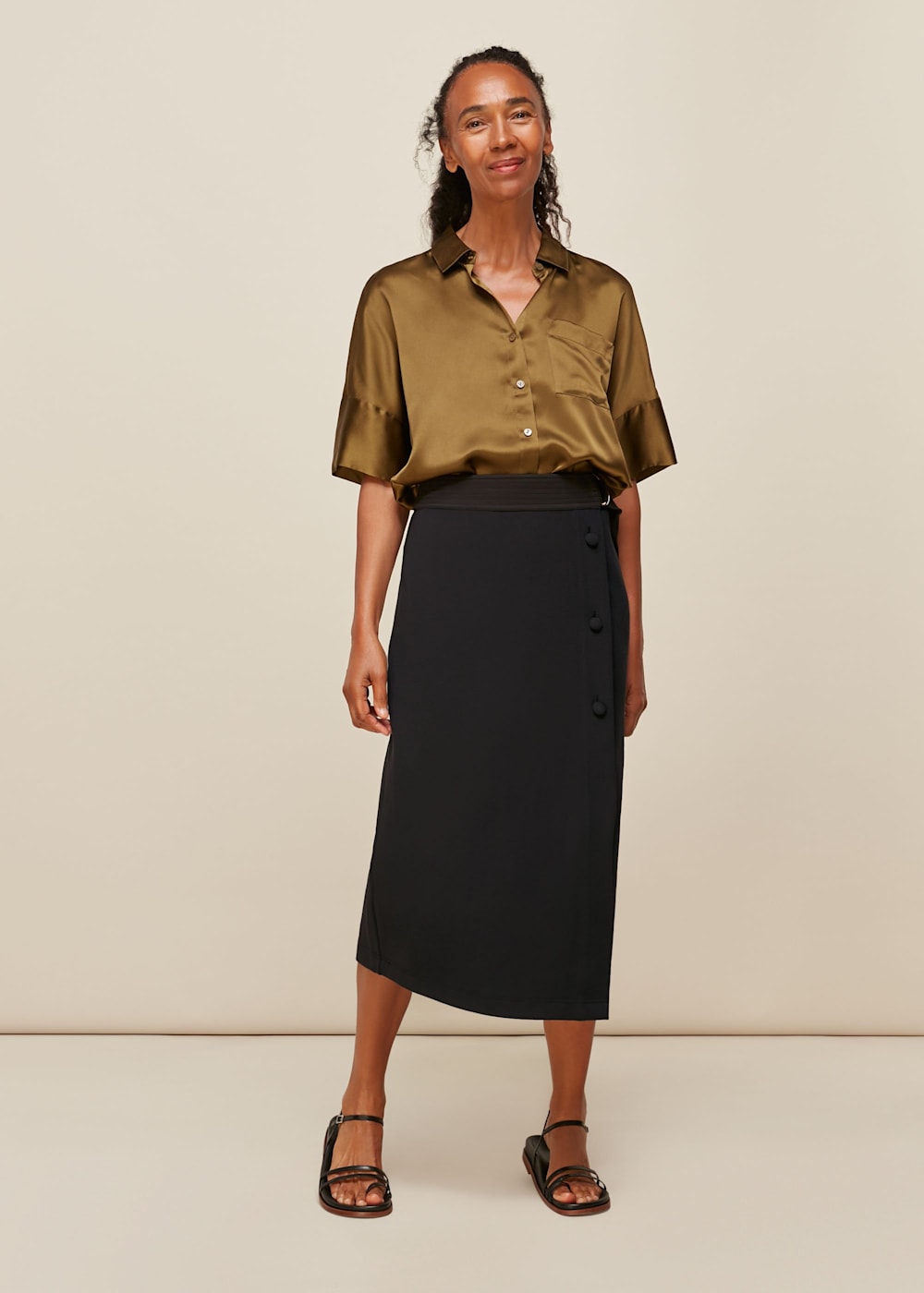 Black a line ponte skirt online