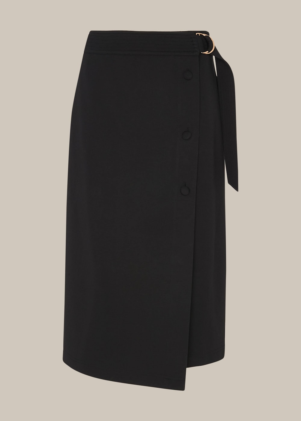 Black Belted Ponte Wrap Skirt | WHISTLES | Whistles US |