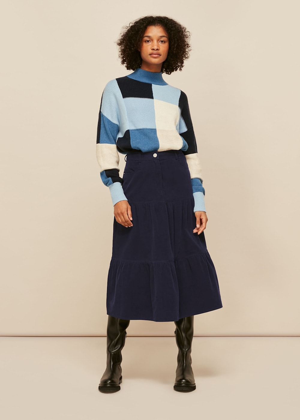 Navy blue corduroy mini skirt sales