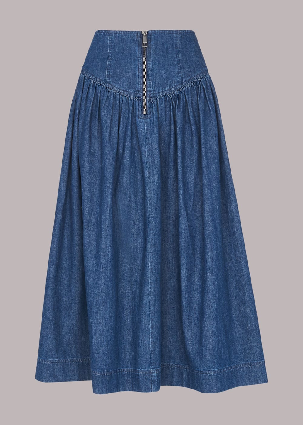 Chambray denim midi skirt sale