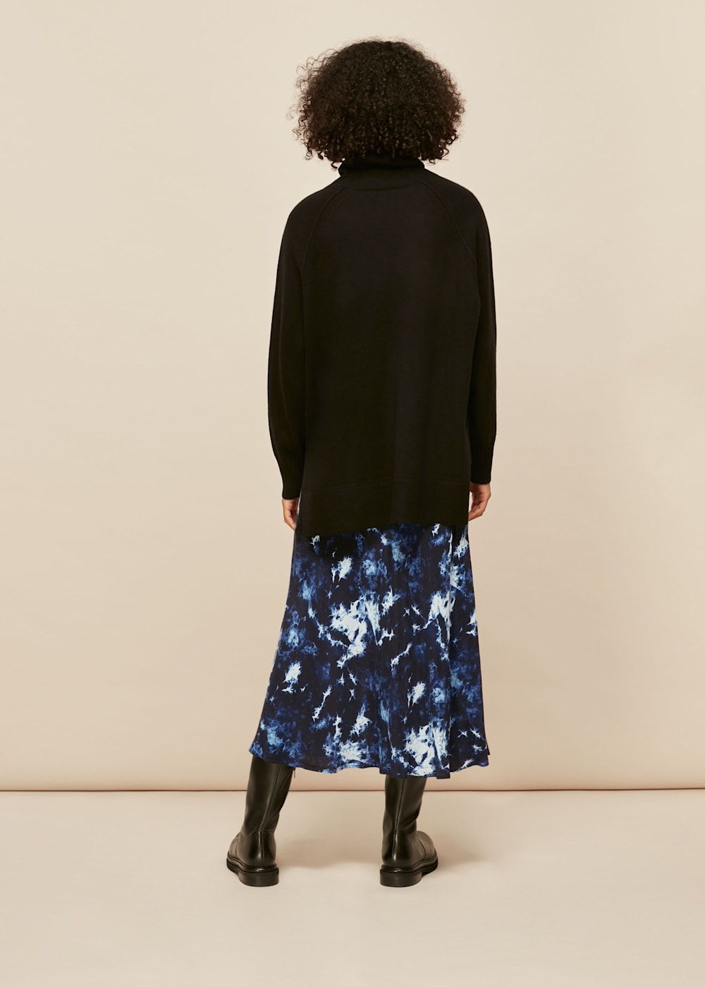 Blue Multi Tie Dye Bias Skirt WHISTLES Whistles ROW