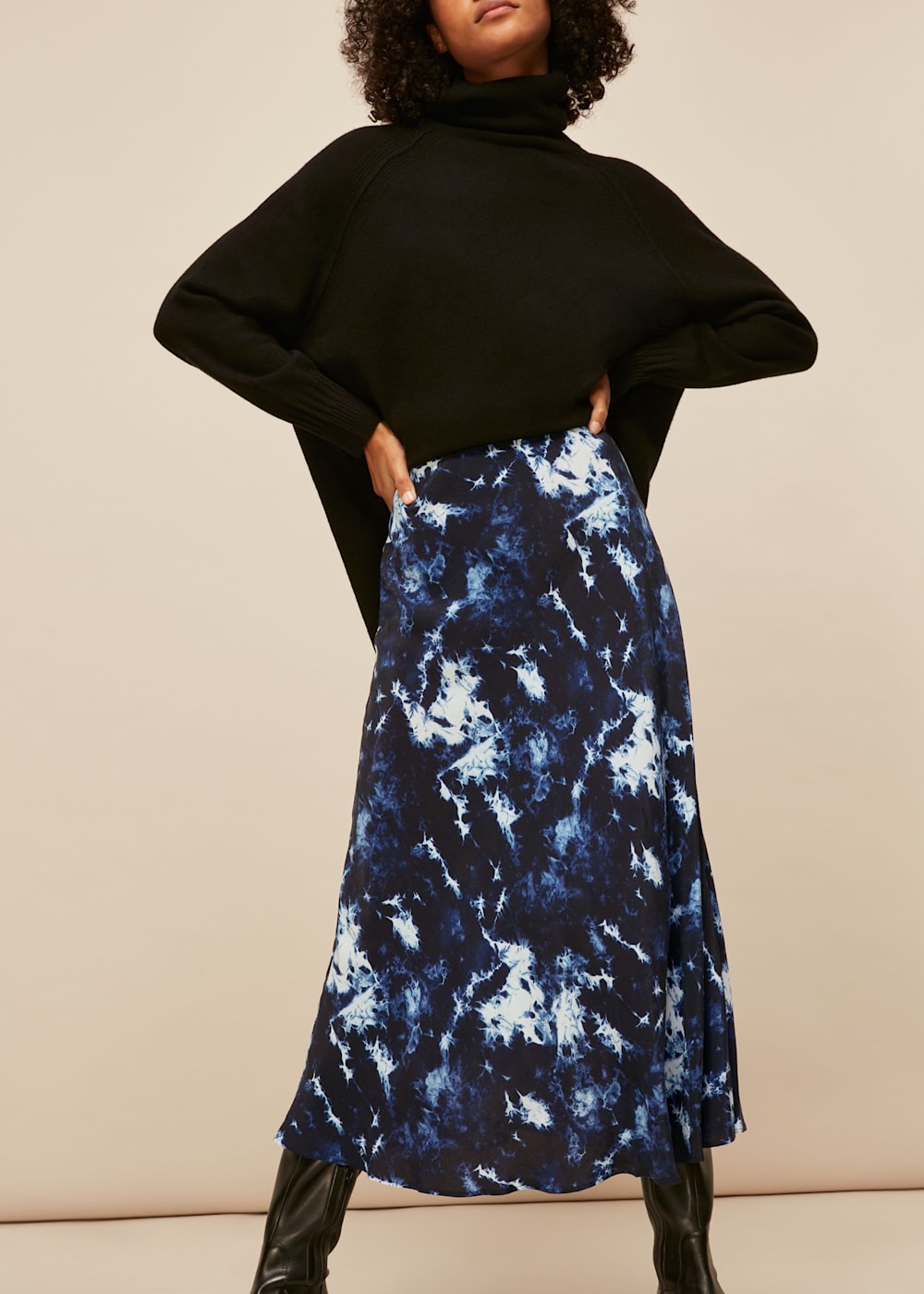 Blue Multi Tie Dye Bias Skirt WHISTLES Whistles US
