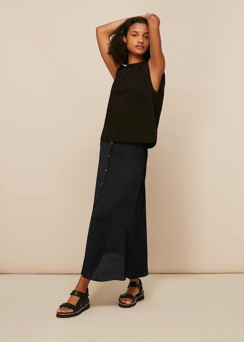 Black Button Front Skirt WHISTLES Whistles UK