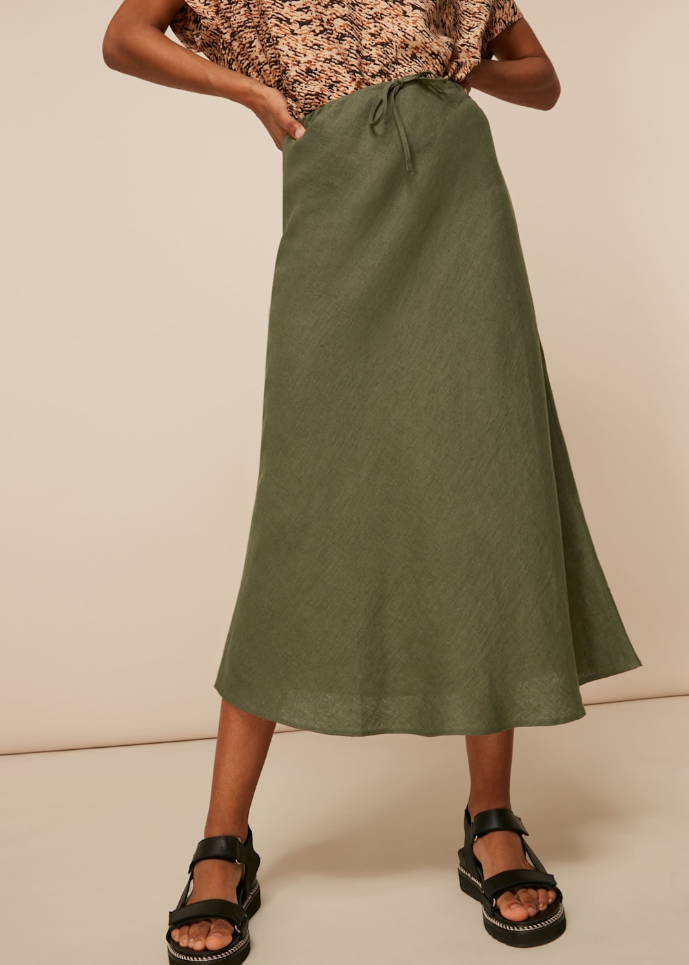 Khaki bias cut skirt cheap