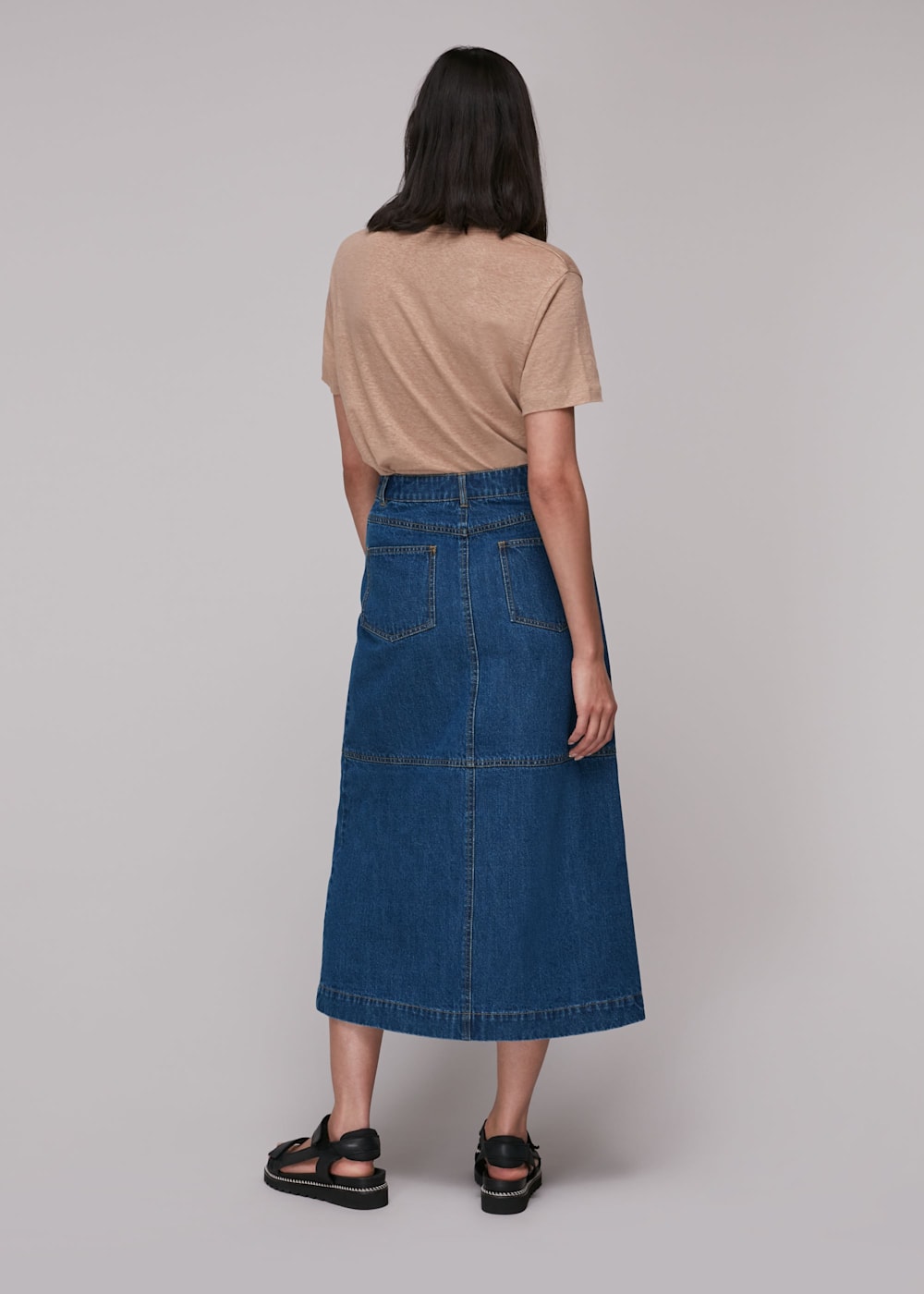Denim Classic Denim Midi Skirt WHISTLES Whistles UK