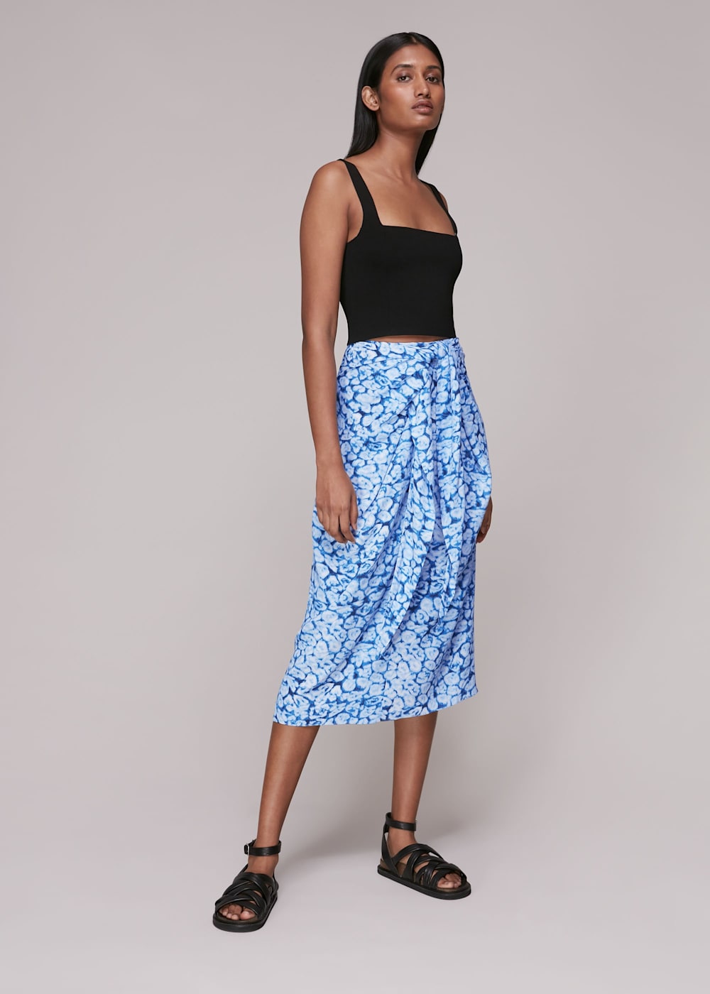 Blue Multi Clouded Leopard Sarong Skirt WHISTLES Whistles UK