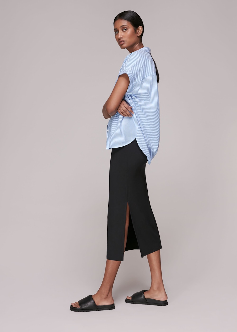 Black Jersey Column Skirt WHISTLES Whistles UK