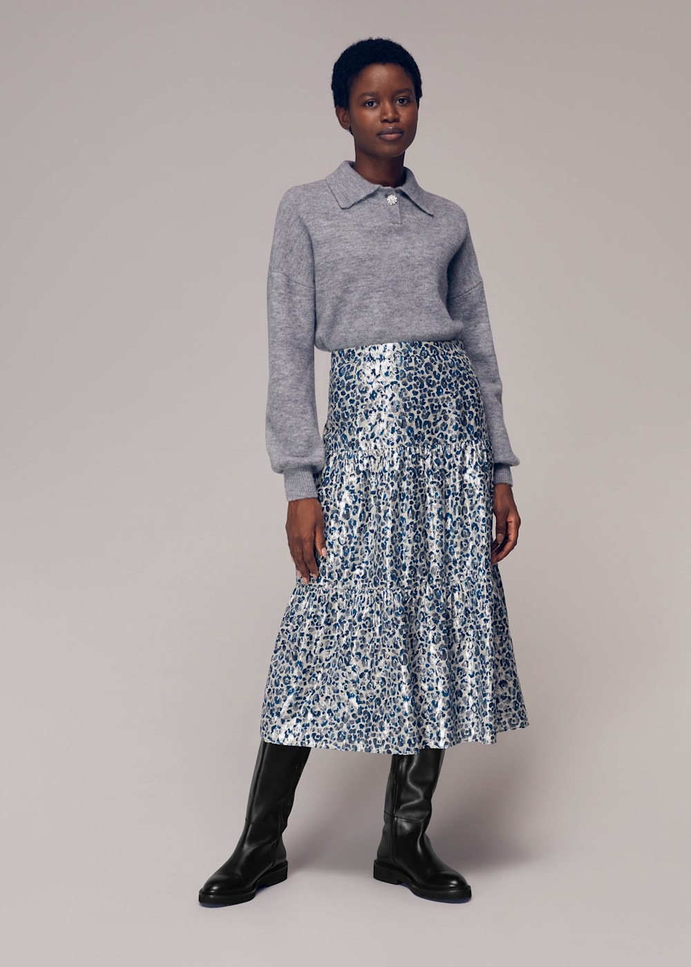 Multicolour Animal Metallic Skirt WHISTLES Whistles UK