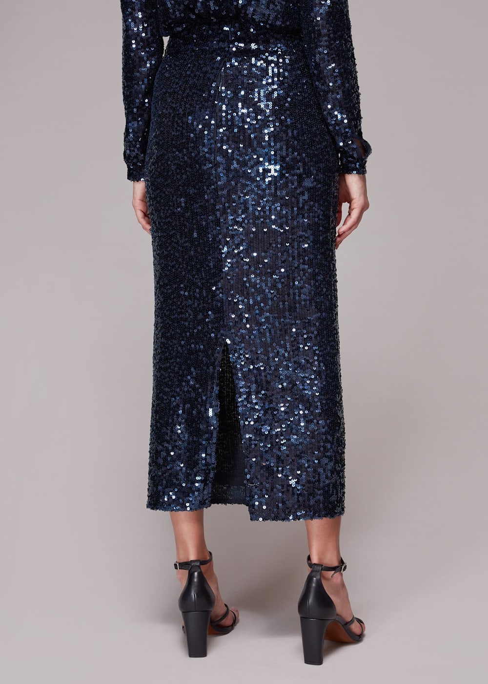 Navy sequin maxi skirt sales