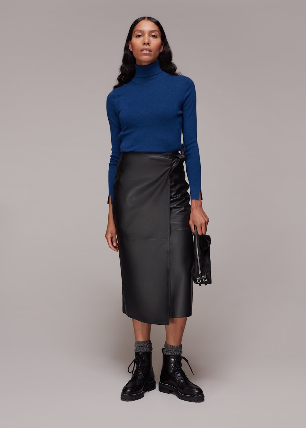 Whistles kel leather pencil skirt black hot sale