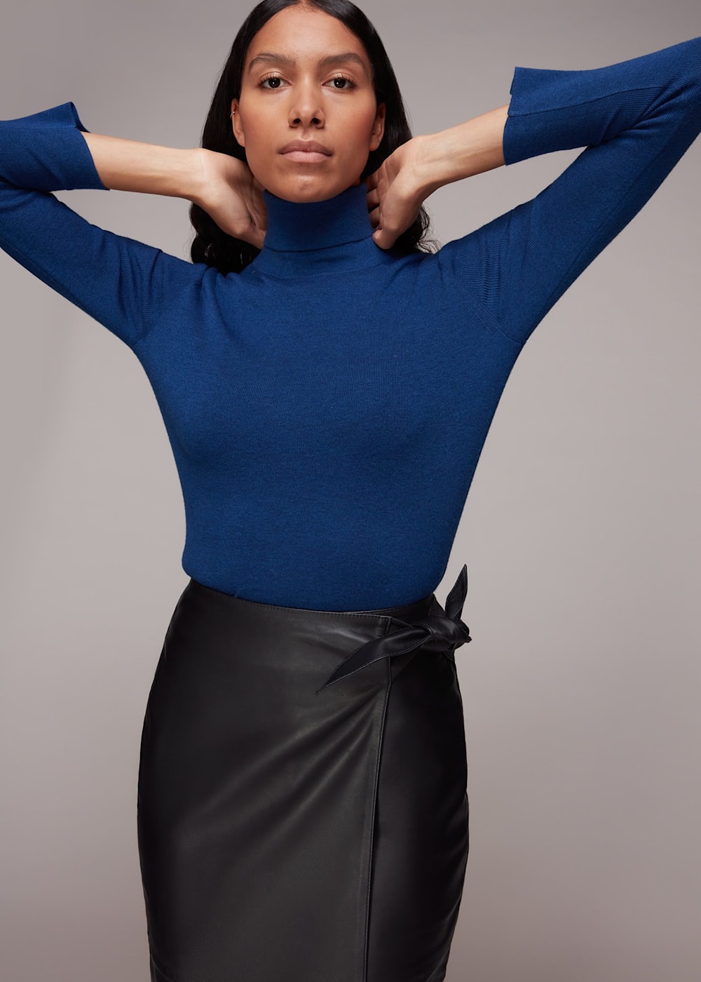 Side drawstring leather skirt online