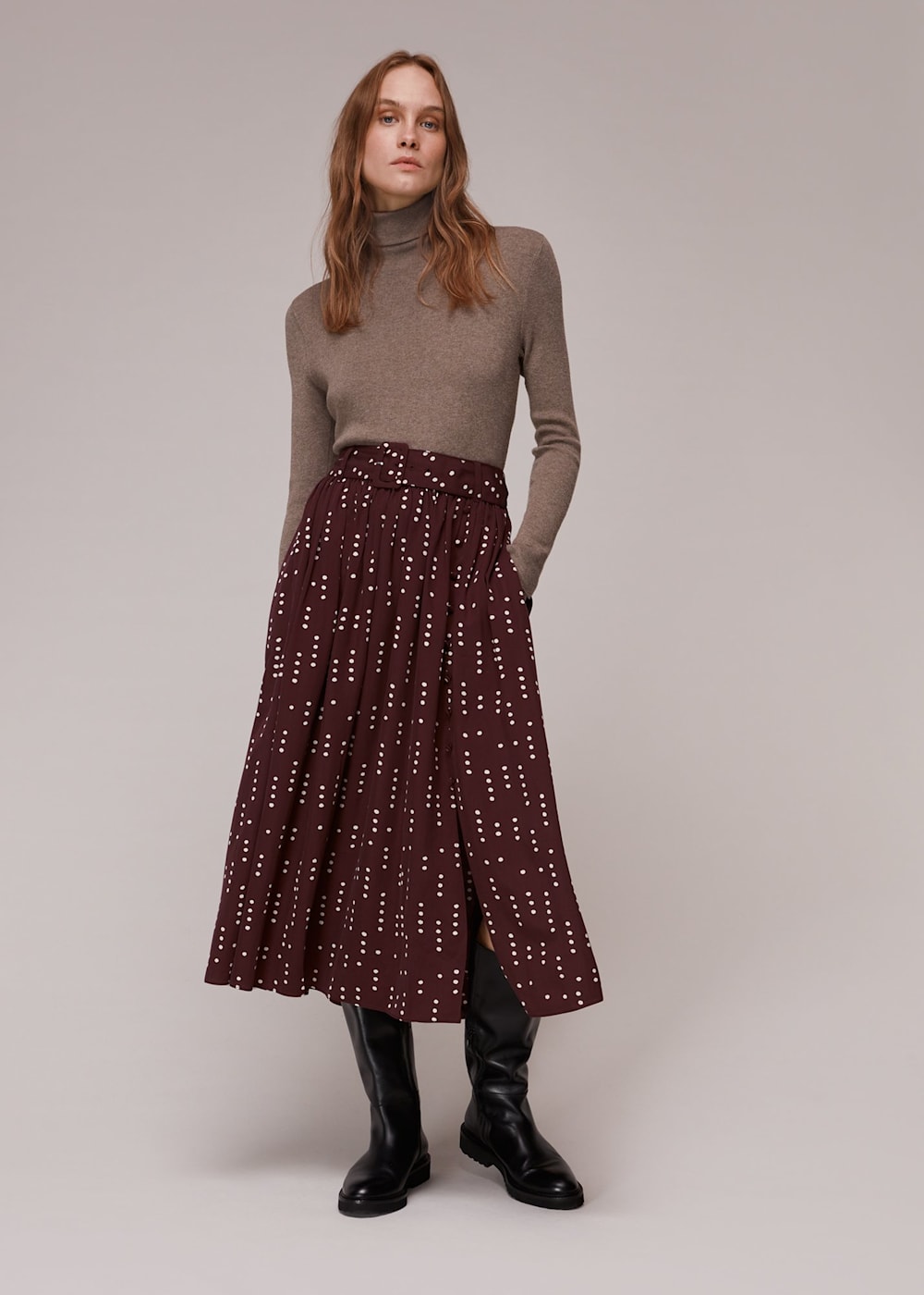 Polka dot skirt midi sales