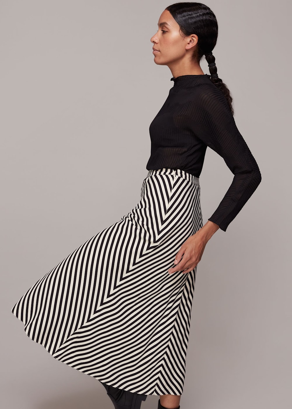 Multicolour Diagonal Stripe Skirt WHISTLES Whistles UK