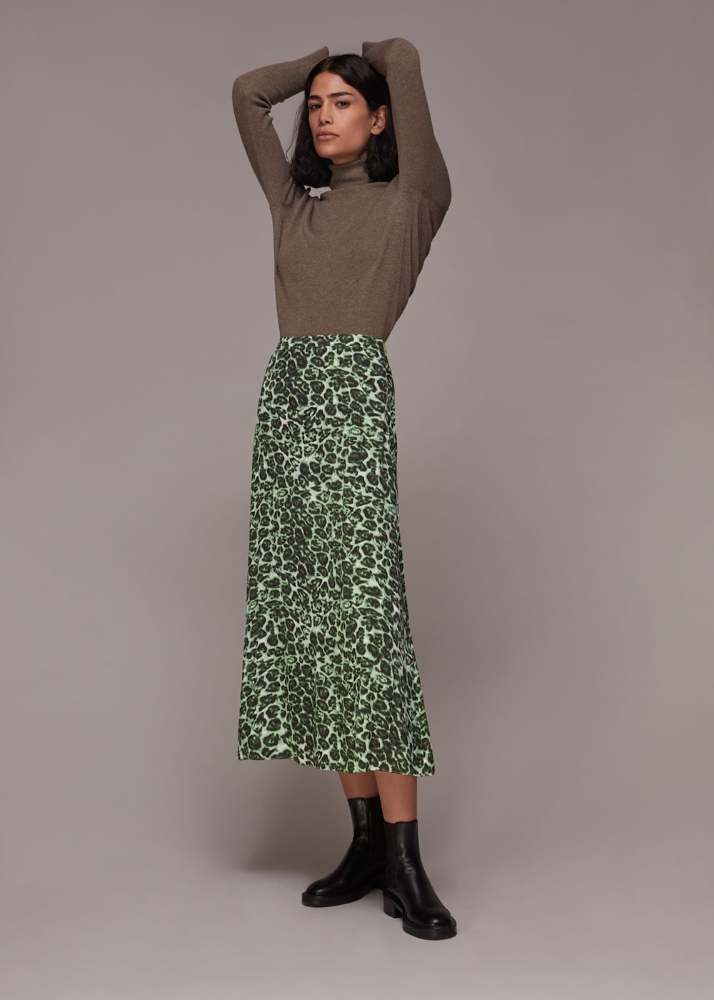 Green leopard mini skirt store
