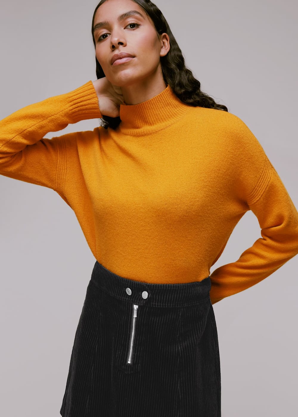 Black cord skirt size 16 top